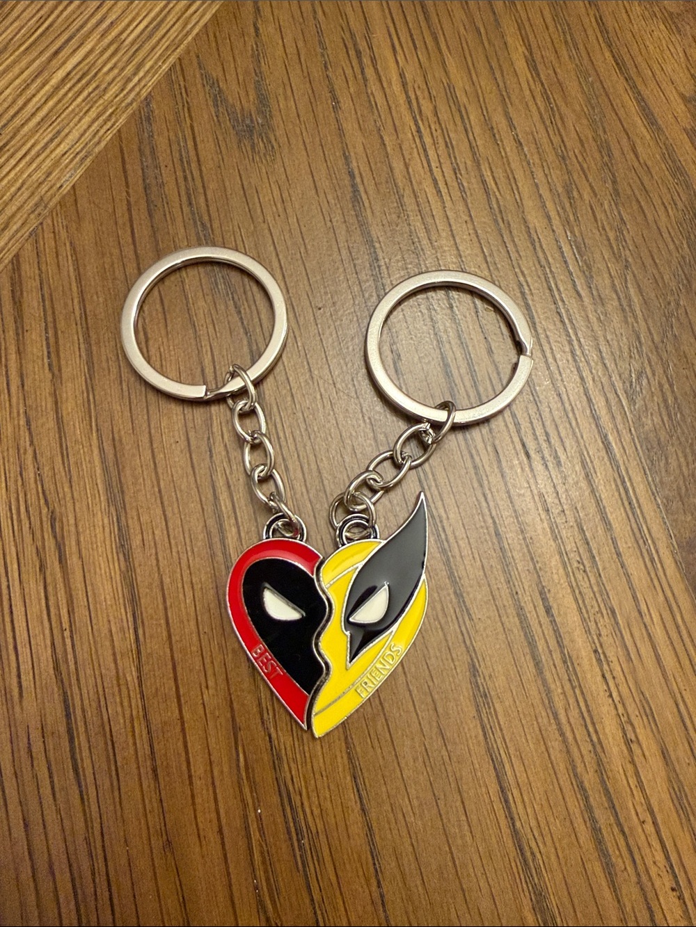 Collectible Deadpool & Wolverine Dual-Heart Superhero Keychain